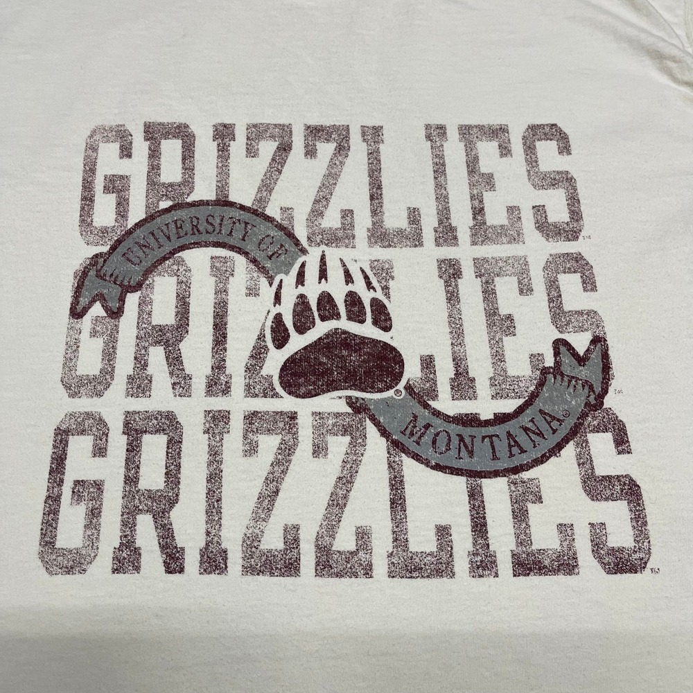 University of Montana Grizzlies‎ T-Shirt Mens Medium Cream Comfort Wash NCAA - Picture 2 of 9